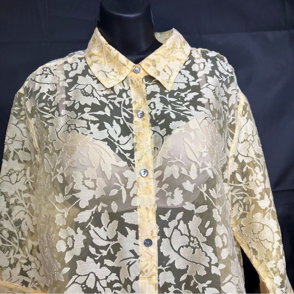 Notations Yellow Floral Button Down Shirt XL - Picture 5 of 13